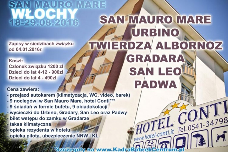 18-29.08.2016r. WŁOCHY SAN MAURO MARE, HOTEL CONTI***